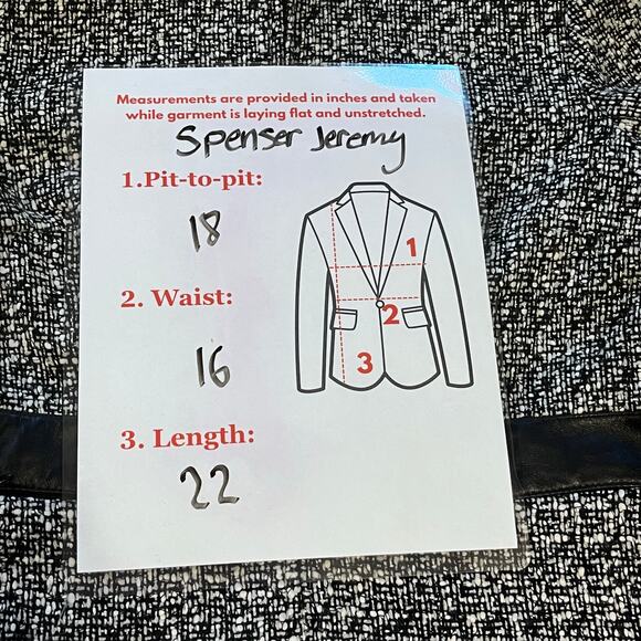 Spenser Jeremy Tweed Zip Front Blazer Jacket Leather Old Money professional work - Picture 12 of 12